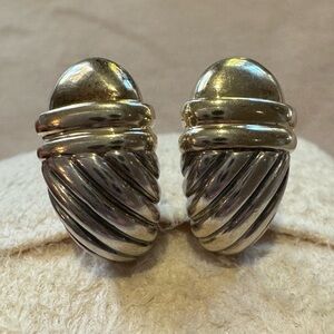 David Yurman Vintage Cable Classic Shrimp Earrings - Sterling Silver & 14K Gold
